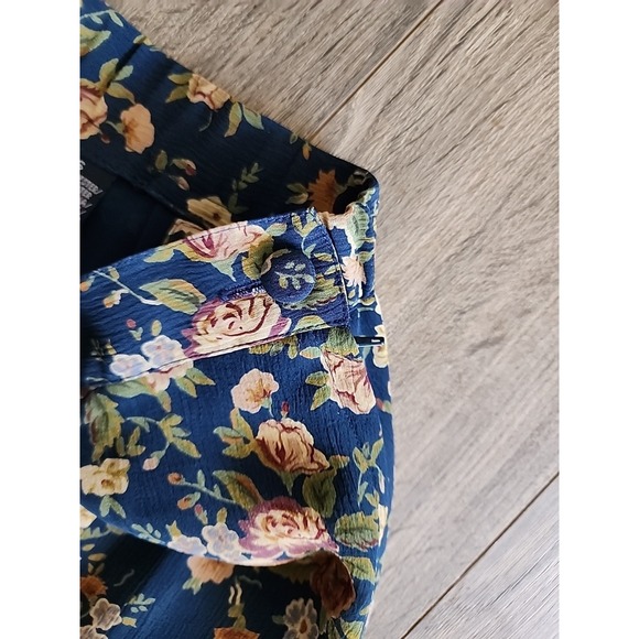 Vg Liz Claiborne LizSport Turquoise Floral Maxi Skirt sz 6 Rose Tiered 90s Fairy - Picture 6 of 13